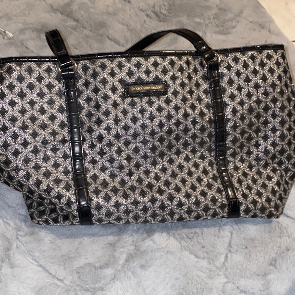 Dana Buchman silver and black purse